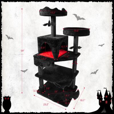 Show full view: KAMABOKO Multi-Level Gothic 59-in Cat Tree & Tower with Condo, Black & Red slide 2 of 5