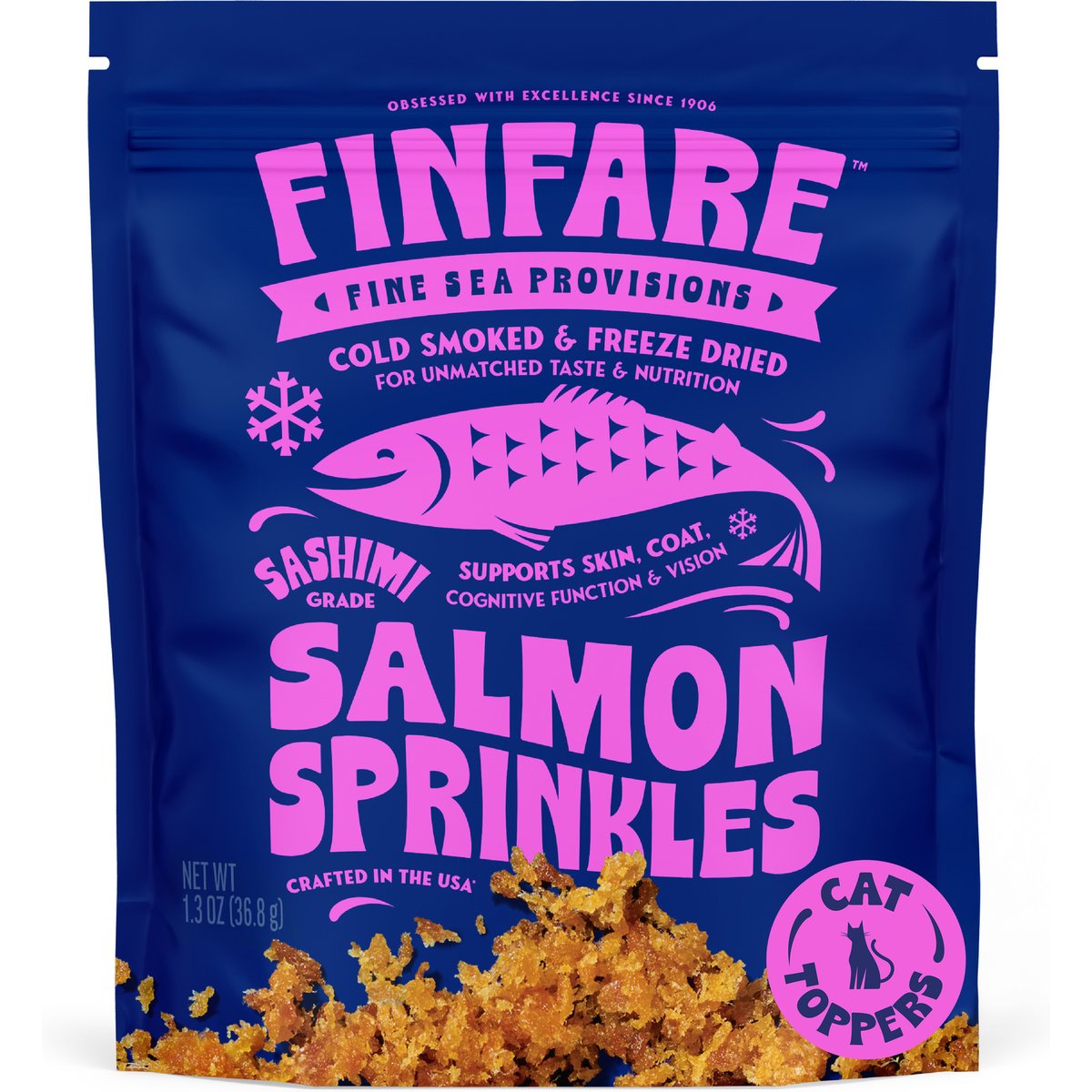 Finfare Smoked Salmon Sprinkles Freeze-Dried Cat Food Topper, 1.3-oz bag