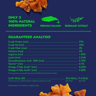 Show full view: Finfare Smoked Salmon Crumbles Freeze-Dried Dog Treat & Food Topper, 9-oz bag slide 4 of 7