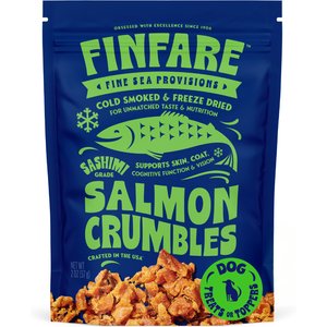 Finfare Smoked Salmon Crumbles Freeze-Dried Dog Treat & Food Topper, 2-oz bag