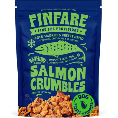 Finfare Finfare Smoked Salmon Crumbles Freeze-Dried Dog Treat & Food Topper, 2-oz bag