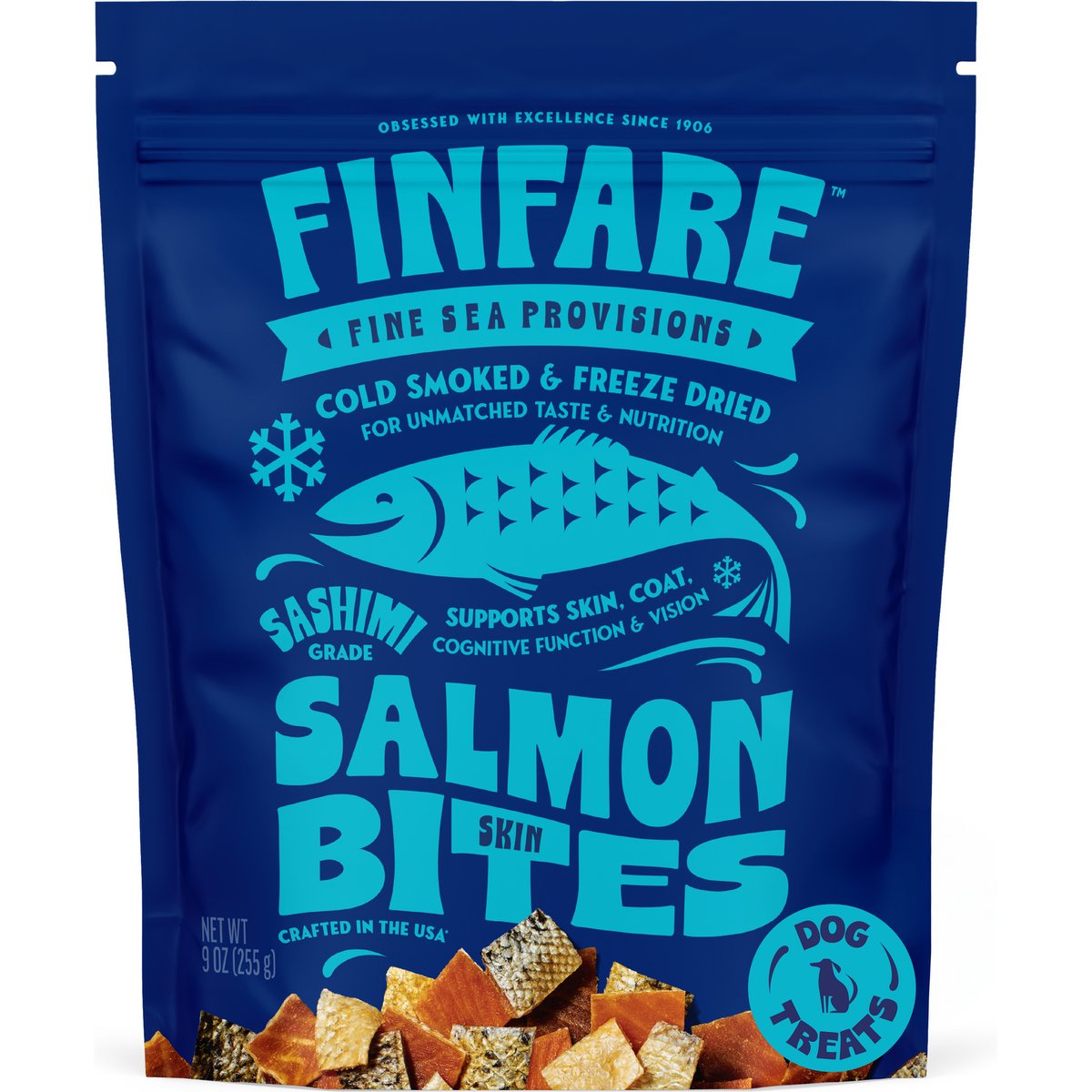 Finfare Smoked Salmon Skin Bite Freeze-Dried Dog Treats, 9-oz bag