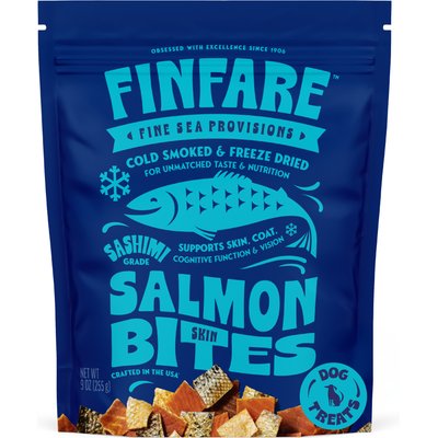 Finfare Finfare Smoked Salmon Skin Bite Freeze-Dried Dog Treats, 9-oz bag