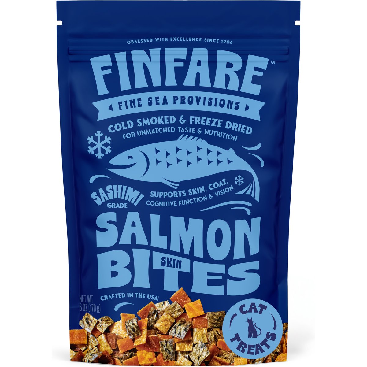 Finfare Smoked Salmon Skin Bite Freeze-Dried Cat Treats, 6-oz bag