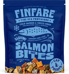 Finfare Smoked Salmon Skin Bite Freeze-Dried Cat Treats, 1.3-oz bag slide 1 of 5