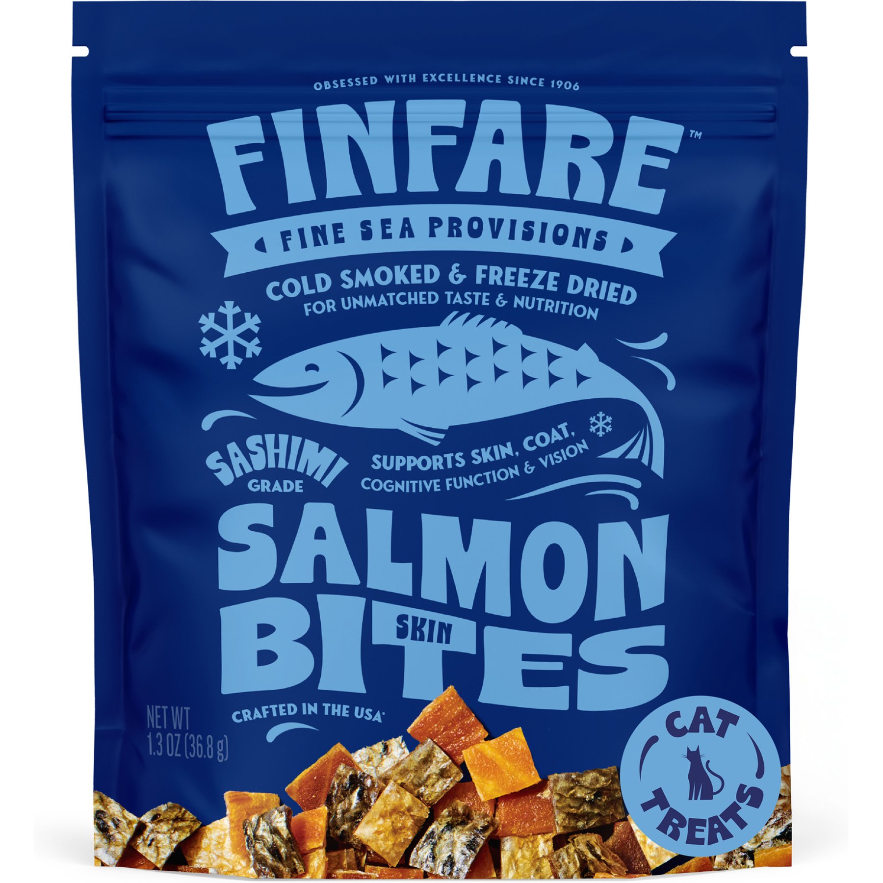 Finfare Smoked Salmon Skin Bite Freeze-Dried Cat Treats, 1.3-oz bag