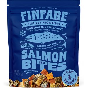 Finfare Smoked Salmon Skin Bite Freeze-Dried Cat Treats, 1.3-oz bag