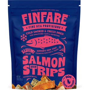 Finfare Smoked Salmon Skin Strip Freeze-Dried Dog Treats, 9-oz bag