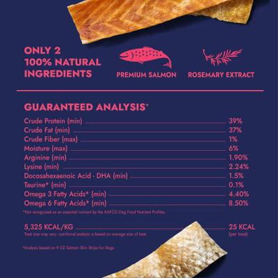 Show full view: Finfare Smoked Salmon Skin Strip Freeze-Dried Dog Treats, 9-oz bag slide 4 of 7