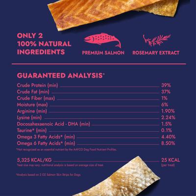 Show full view: Finfare Smoked Salmon Skin Strip Freeze-Dried Dog Treats, 2-oz bag slide 4 of 7