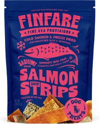 Finfare Smoked Salmon Skin Strip Freeze-Dried Dog Treats, 2-oz bag slide 1 of 5