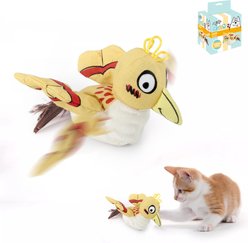 allforpaws Catoon Jittering Bird Plush Cat Toy, Yellow