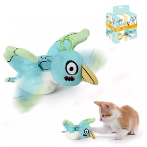allforpaws Catoon Jittering Bird Plush Cat Toy, Turquoise