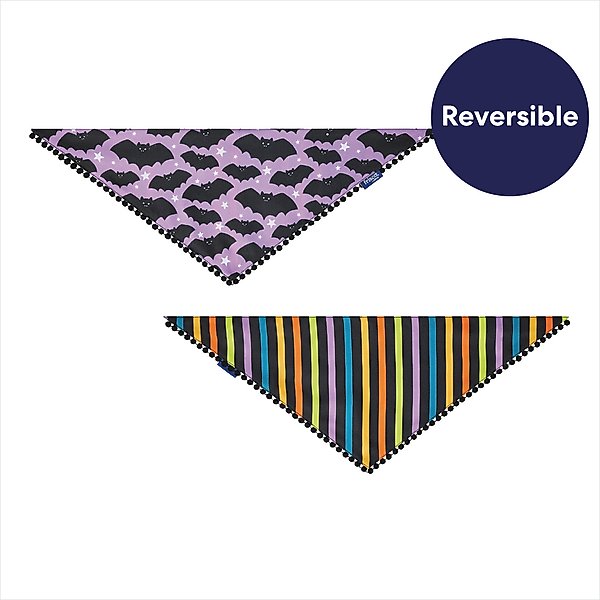 Show full view: Frisco Reversible Bats & Striped Bandana with Pom-Pom Trim Costume, Medium/Large slide 3 of 9
