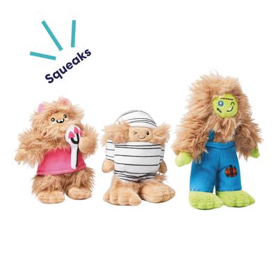 Show full view: Frisco Halloween Trick-or-Treat Monsters Plush Squeaky Dog Toy, Medium/Large, 3 count slide 3 of 8