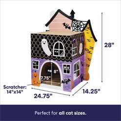 Frisco Halloween Haunted Victorian Mansion Cardboard Cat House with Silvervine & Catnip, 2-Story slide 2 of 6
