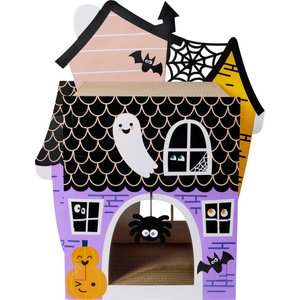 Frisco Halloween Haunted Victorian Mansion Cardboard Cat House with Silvervine & Catnip, 2-Story