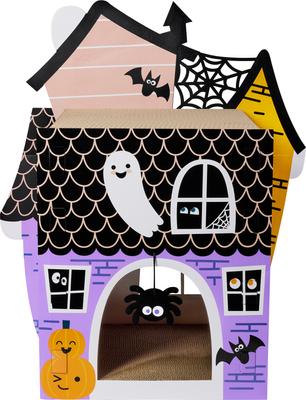 Spooky Cat Haunted House – Halloween Cardboard Playhouse For Cats With Scratcher, USA Made - View #2