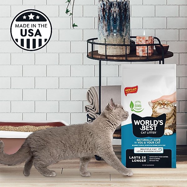 World's Best Multiple Cat Lotus Blossom Scented Clumping Corn Cat Litter