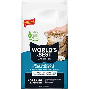 World's Best Multiple Cat Lotus Blossom Scented Clumping Corn Cat Litter, 15-lb bag