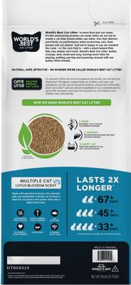Show full view: World's Best Multiple Cat Lotus Blossom Scented Clumping Corn Cat Litter, 28-lb bag slide 3 of 11