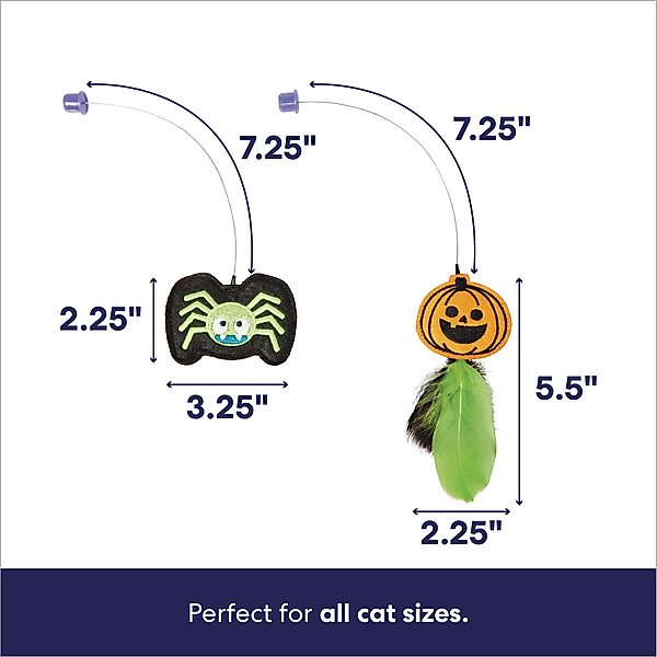 Show full view: Frisco Halloween Cat Tracks Cat Toy, Spider & Pumpkin with Feathers & Silvervine/Catnip slide 3 of 8