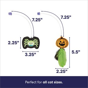 Frisco Halloween Cat Tracks Cat Toy, Spider & Pumpkin with Feathers & Silvervine/Catnip
