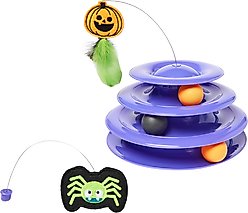 Frisco Halloween Cat Tracks Cat Toy, Spider & Pumpkin with Feathers & Silvervine/Catnip