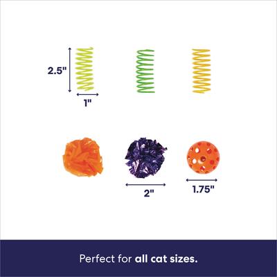 Show full view: Frisco Halloween Vibrant Ghosts Plush, Teaser, Spring & Ball Variety Pack Cat Toy with Silvervine & Catnip, 12 count slide 4 of 9