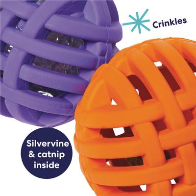 Show full view: Frisco Halloween Lattice Rubber Balls with Crinkle & Compressed Silvervine & Catnip Cat Toy, 2 count slide 4 of 8
