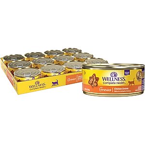 Wellness Complete Health Natural Grain-Free Gravies Chicken Entrée Canned Cat Food, 5.5-oz, case of 12