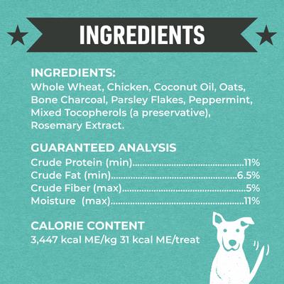 Show full view: Cloud Star Wag More Bark Less Dental Chicken, Bone Charcoal, Parsley, Peppermint Crunchy Dog Treats, 14-oz box slide 3 of 9
