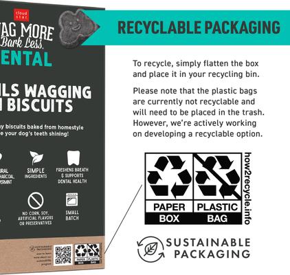 Show full view: Cloud Star Wag More Bark Less Dental Chicken, Bone Charcoal, Parsley, Peppermint Crunchy Dog Treats, 14-oz box slide 6 of 9