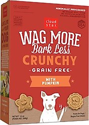 Cloud Star Wag More Bark Less Grain-Free Pumpkin Crunchy Dog Treats, 14-oz box