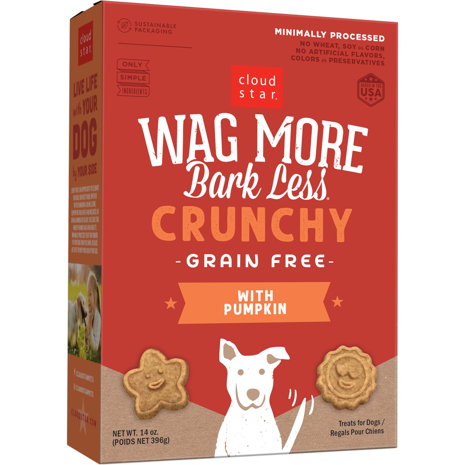 Cloud Star Wag More Bark Less Oven Baked Pumpkin Dog Treats, 14-oz box