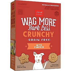 Cloud Star Wag More Bark Less Grain-Free Pumpkin Crunchy Dog Treats, 14-oz box