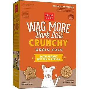 Cloud Star Wag More Bark Less Grain-Free Peanut Butter & Apples Crunchy Dog Treats, 14-oz box