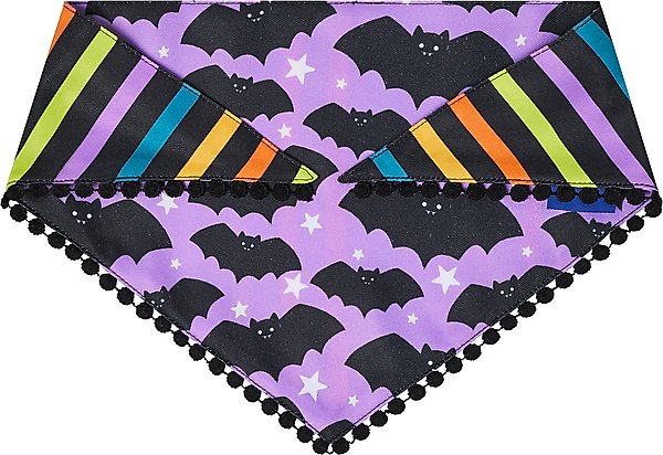Show full view: Frisco Reversible Bats & Striped Bandana with Pom-Pom Trim Costume, Medium/Large slide 4 of 9
