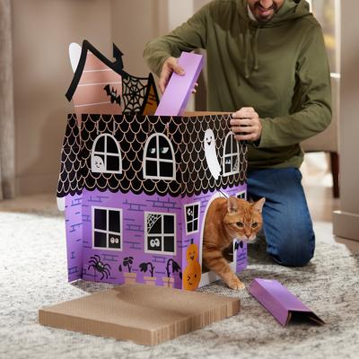 Show full view: Frisco Halloween Haunted Victorian Mansion Cardboard Cat House with Silvervine & Catnip, 2-Story slide 4 of 7