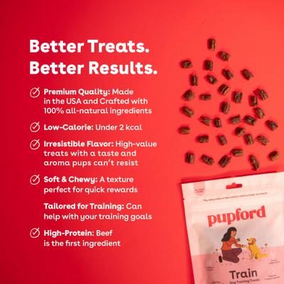 Show full view: Pupford Beef Limited-Ingredient-Diet Adult Soft & Chewy Training Dog Treats, 10-oz bag slide 3 of 11