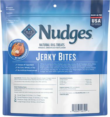Show full view: Blue Buffalo Nudges Jerky Bites Chicken Jerky Dog Treats, 16-oz bag, 1 count slide 3 of 11