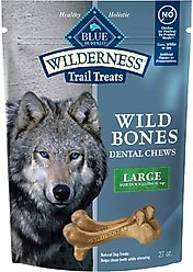 Blue Buffalo Wilderness Wild Bones Grain-Free Large Dental Dog Treats, 27-oz bag, count varies