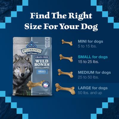 Show full view: Blue Buffalo Wilderness Wild Bones Grain-Free Small Dental Dog Treats, 27-oz bag, count varies slide 7 of 12