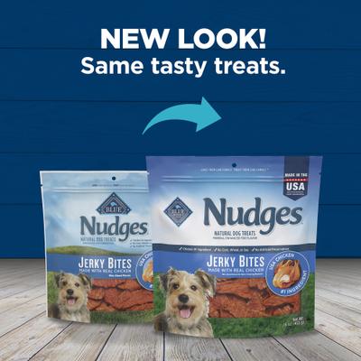 Show full view: Blue Buffalo Nudges Jerky Bites Chicken Jerky Dog Treats, 16-oz bag, 1 count slide 10 of 11