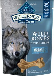 Blue Buffalo Wilderness Wild Bones Grain-Free Small Dental Dog Treats, 27-oz bag, count varies