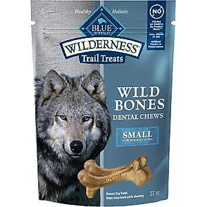 Blue Buffalo Wilderness Wild Bones Grain-Free Small Dental Dog Treats, 27-oz bag, count varies