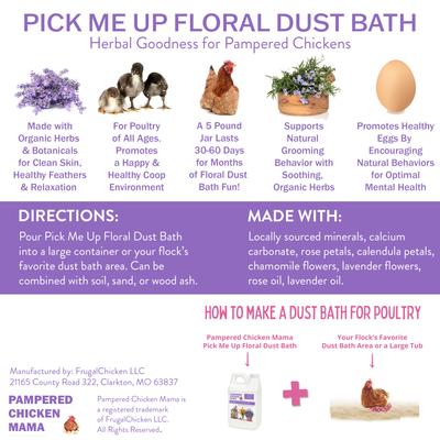 Show full view: Pampered Chicken Mama Pick Me Up Floral Dust Bath Chicken Insect Control, 5-lb bag slide 5 of 8