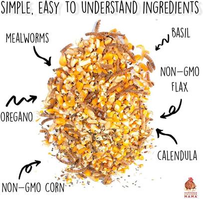 Show full view: Pampered Chicken Mama Poultry Queen Mealworm & Corn Chicken Feed, 10-lb bag slide 3 of 9