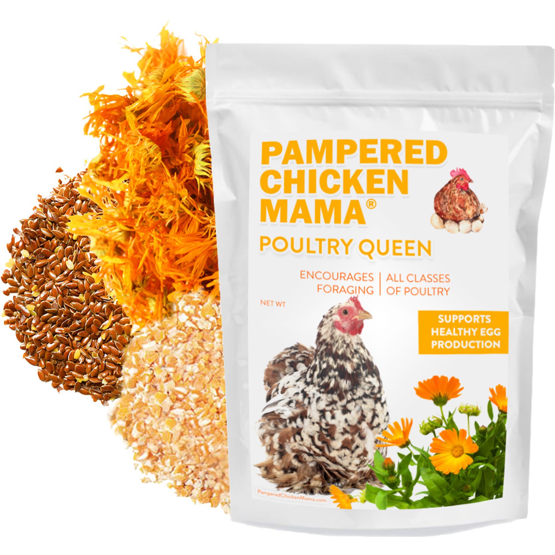 Pampered Chicken Mama Poultry Queen Mealworm & Corn Chicken Feed, 20-lb bag