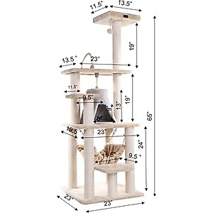 Armarkat 65-in Faux Fur Cat Tree & Condo, Beige, 65-in